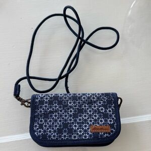 Eddie Bauer Navy Floral Crossbody Wallet